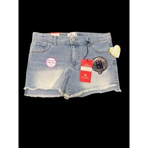 NWT Jordache Flip Sequin “Hi/Bye” Girls Sequin Denim Shorts Lightwash Waist 16